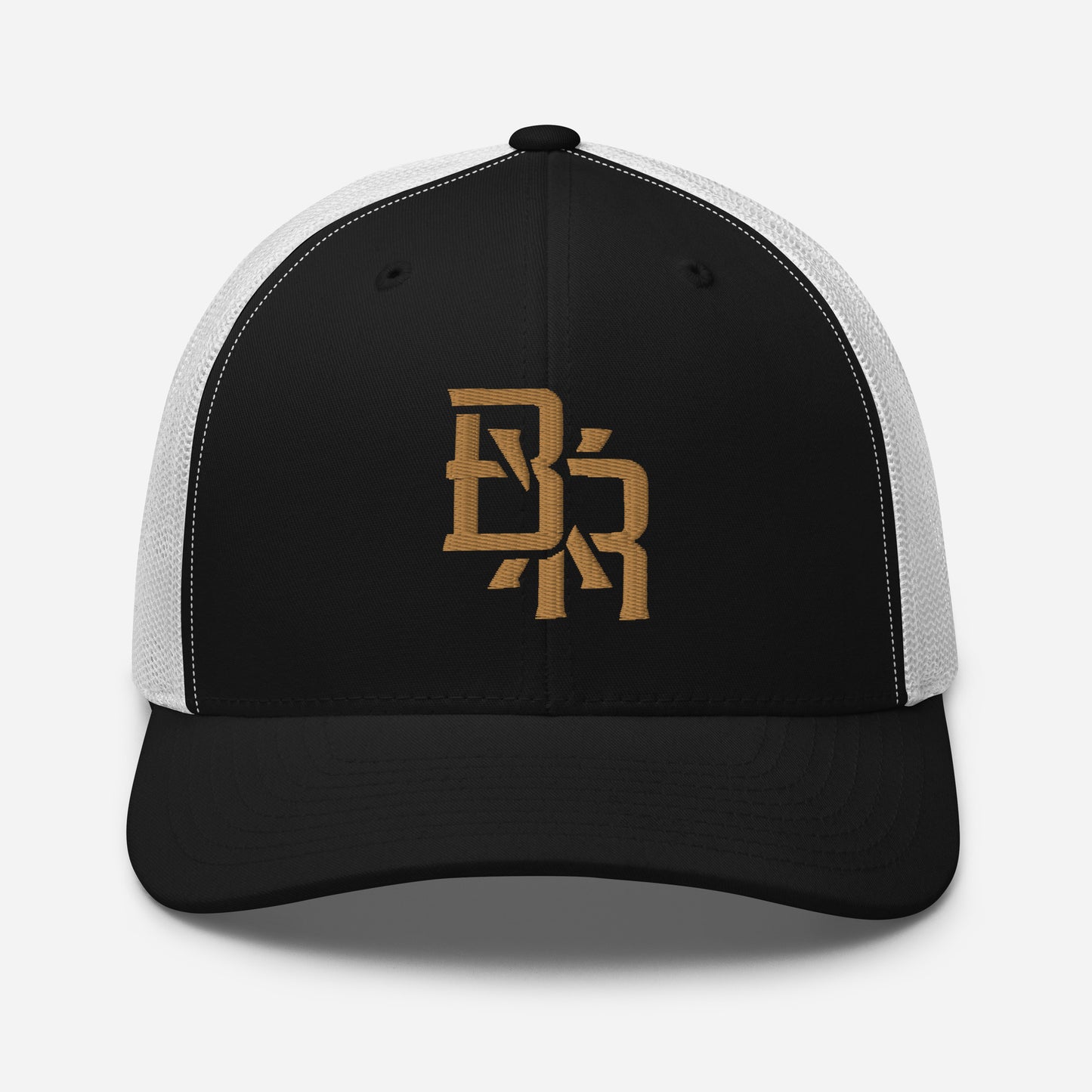 "BXR" Retro Trucker Hat | Yupoong 6606 | E Luna CLASSIC Solocrest 1 Old Gold Thread Front Logo