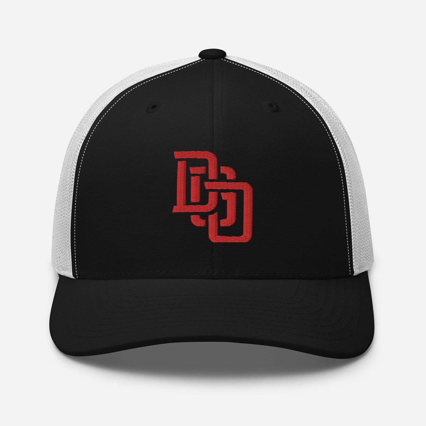 "DGO" Retro Trucker Hat | Yupoong 6606 | E Luna CLASSIC Solocrest 1 Red Thread Front Logo