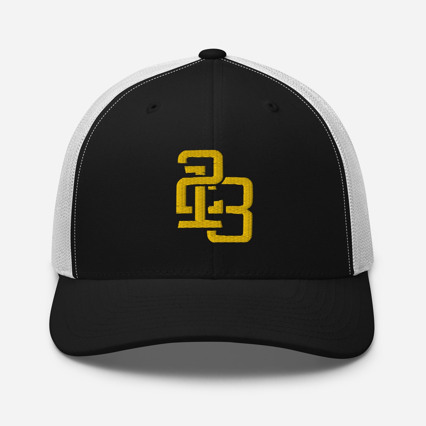 "213" Retro Trucker Hat | Yupoong 6606 | E Luna CLASSIC Solocrest 1 Gold Thread Front Logo