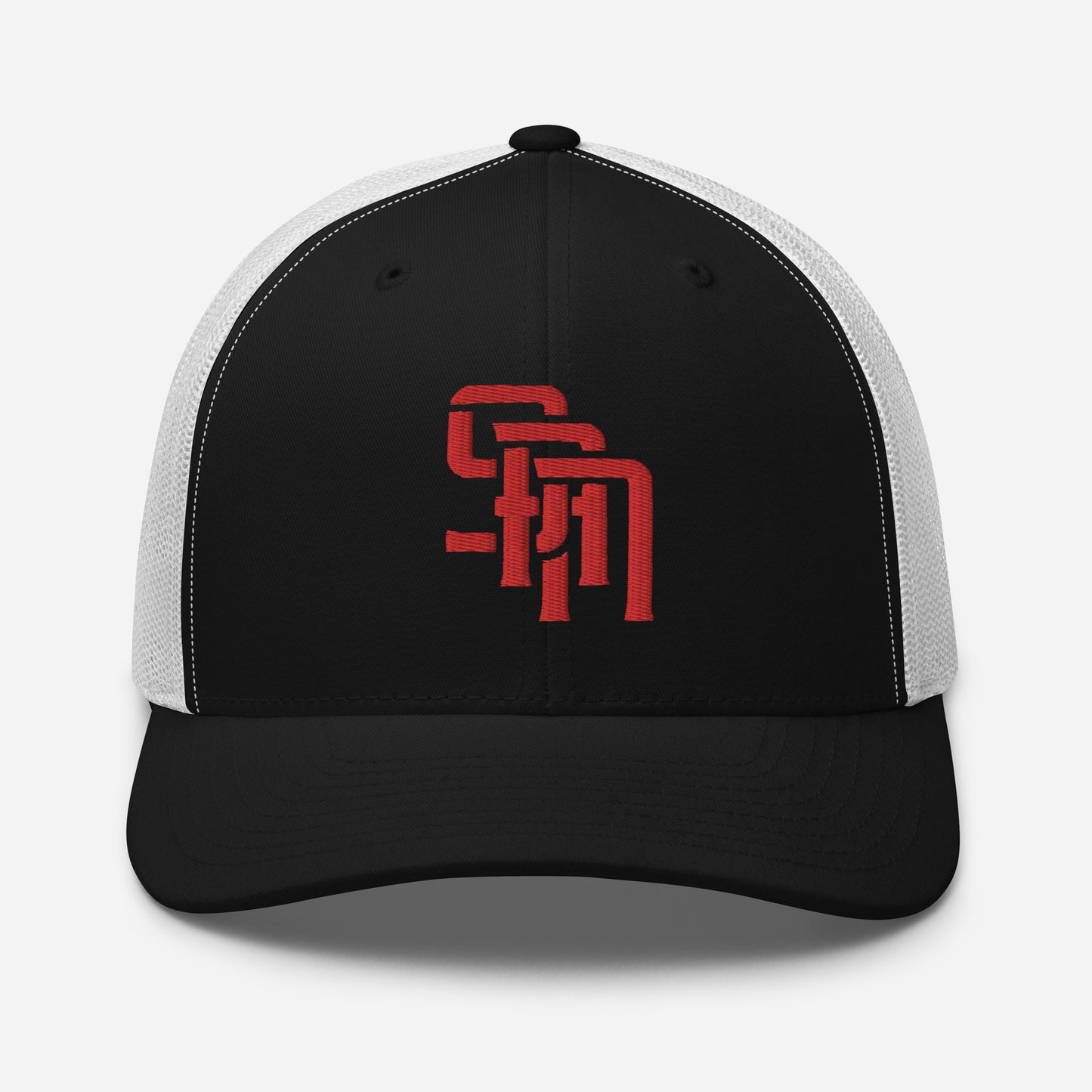 "SAN" Retro Trucker Hat | Yupoong 6606 | E Luna Brand CLASSIC Solocrest 1 Red Thread Front Logo