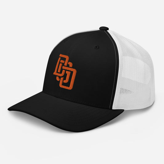 Gorra de camionero retro "DGO" | E Luna Brand CLASSIC | 1 logo con hilo naranja | Edición 3D Puff