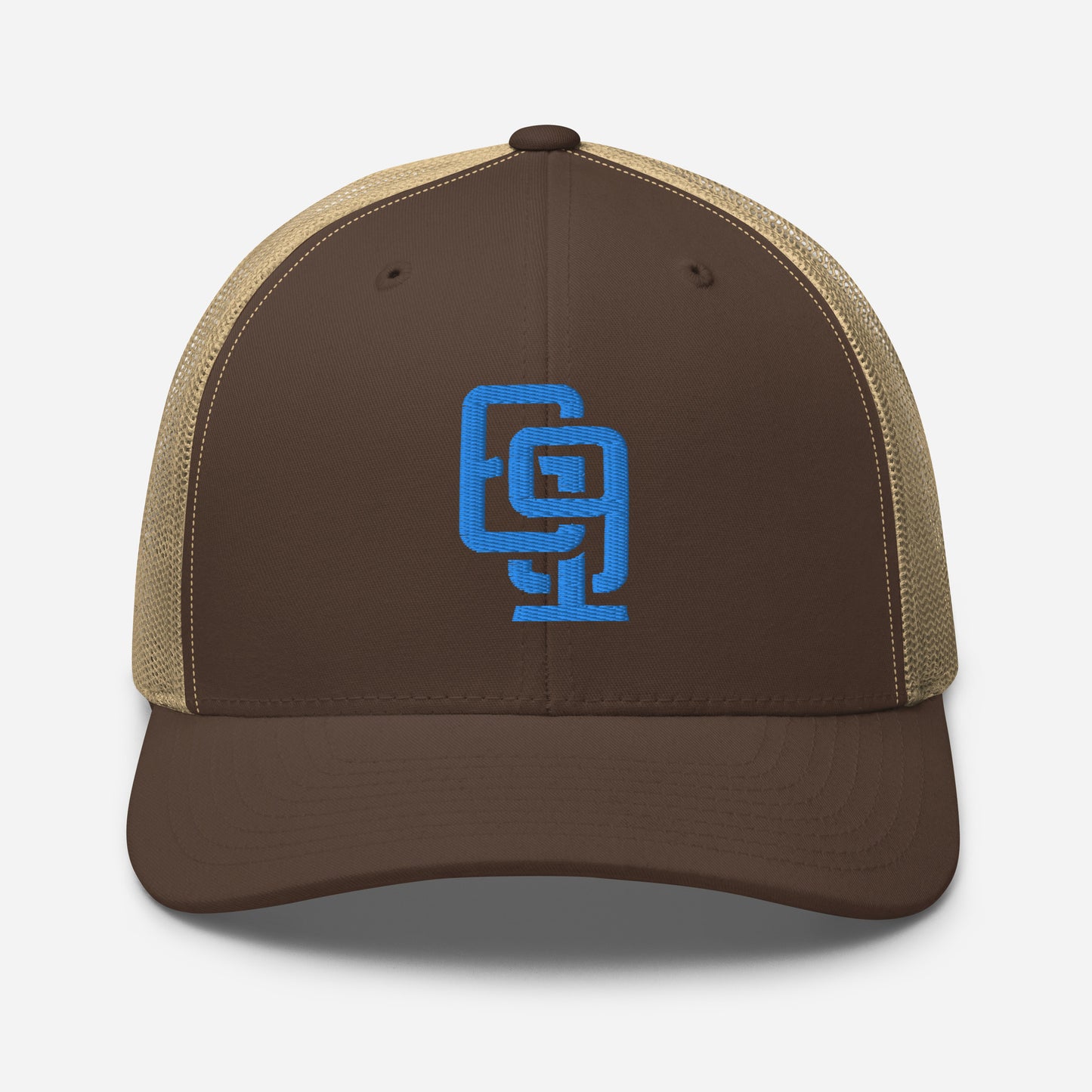 "619" Retro Trucker Hat | Yupoong 6606 | E Luna Brand CLASSIC Solocrest 1 Aqua/Teal Thread Front Logo