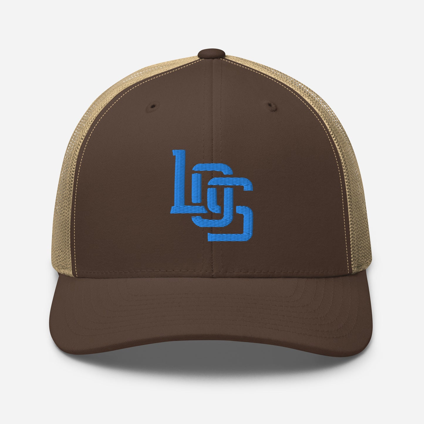 "LOS" Retro Trucker Hat | Yupoong 6606 | E Luna CLASSIC Solocrest 1 Aqua/Teal Thread Front Logo