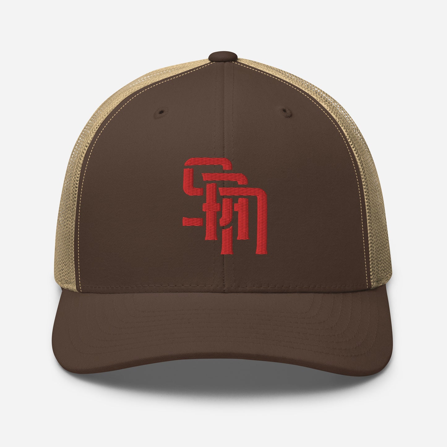 "SAN" Retro Trucker Hat | Yupoong 6606 | E Luna Brand CLASSIC Solocrest 1 Red Thread Front Logo
