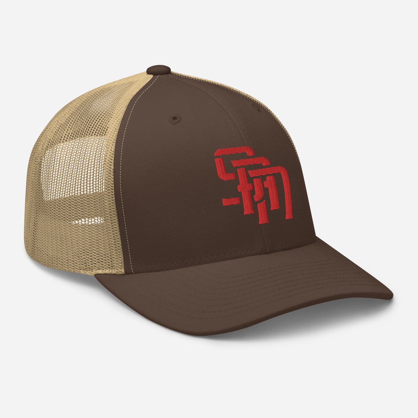 "SAN" Retro Trucker Hat | Yupoong 6606 | E Luna Brand CLASSIC Solocrest 1 Red Thread Front Logo