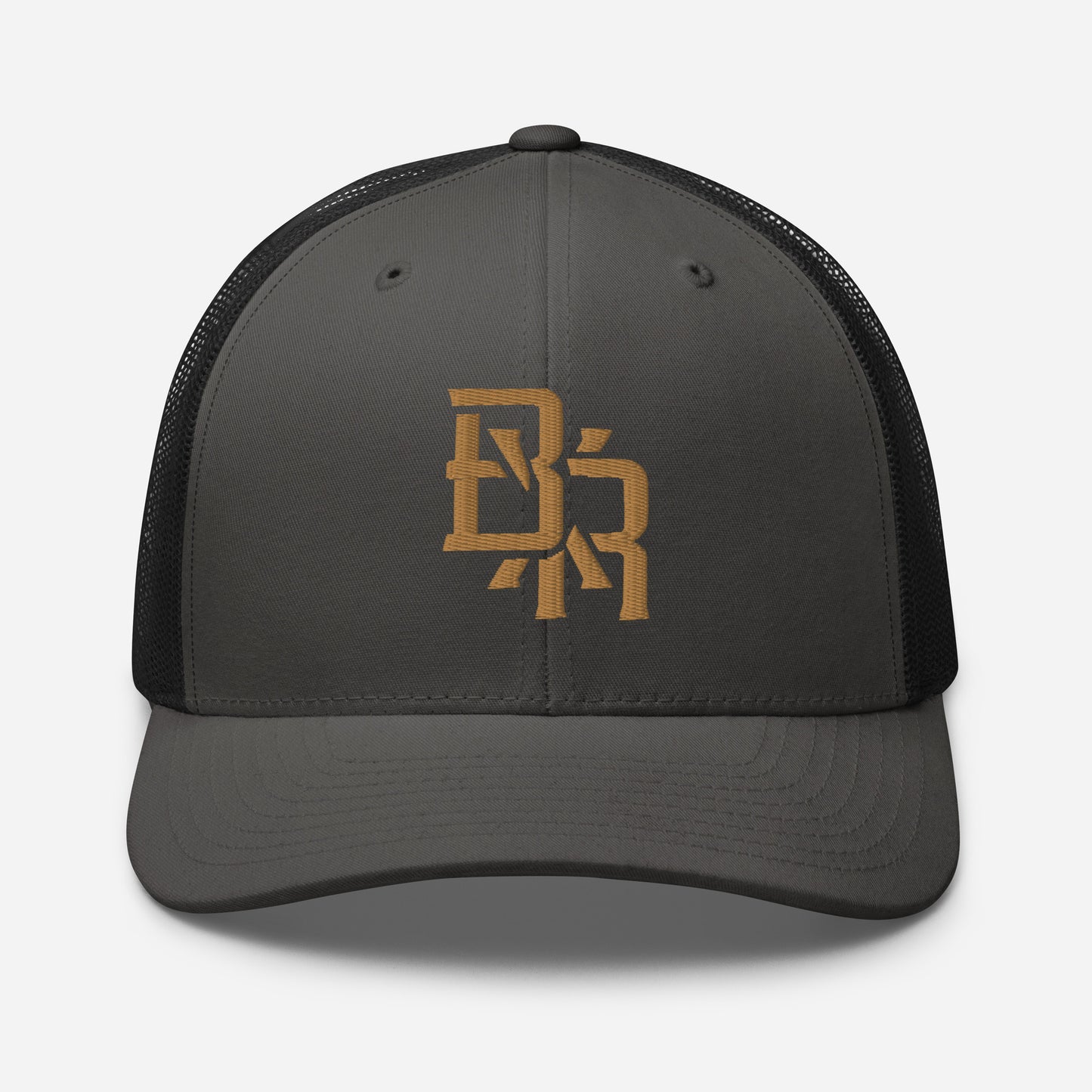 "BXR" Retro Trucker Hat | Yupoong 6606 | E Luna CLASSIC Solocrest 1 Old Gold Thread Front Logo