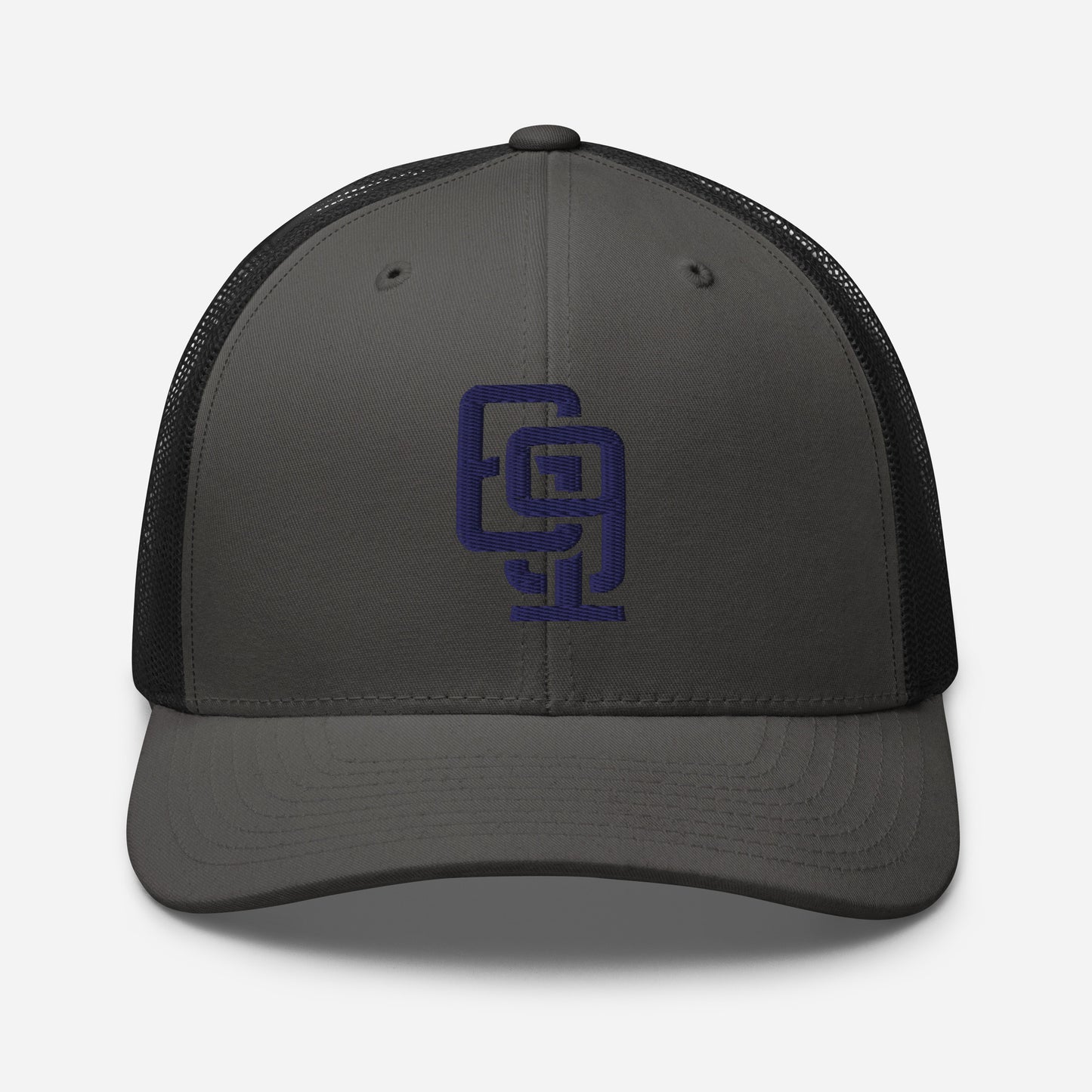 "619" Retro Trucker Hat | Yupoong 6606 | E Luna Brand CLASSIC Solocrest 1 Navy Thread Front Logo