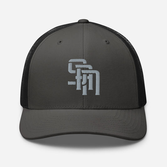 "SAN" Retro Trucker Hat | Yupoong 6606 | E Luna Brand CLASSIC Solocrest 1 Grey Thread Front Logo