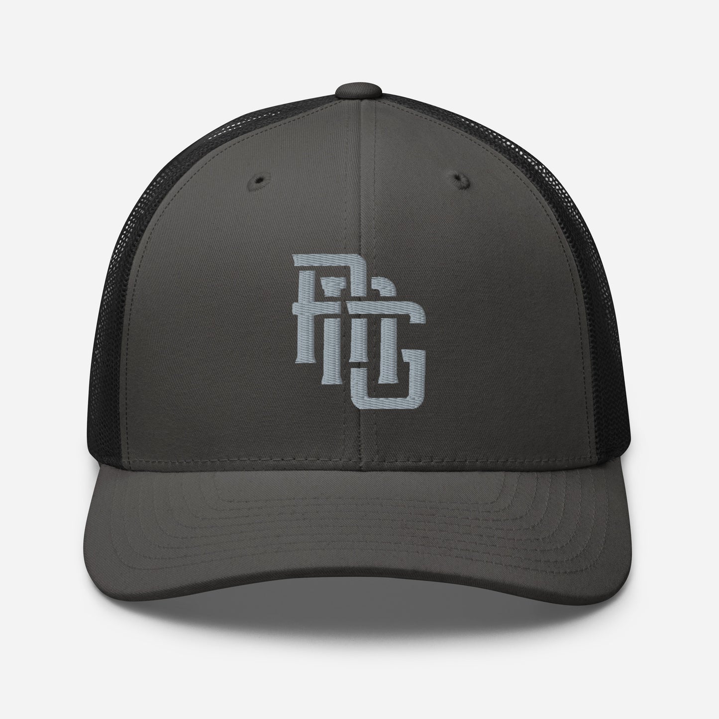 "ANG" Retro Trucker Hat | Yupoong 6606 | E Luna CLASSIC Solocrest 1 Grey Thread Front Logo