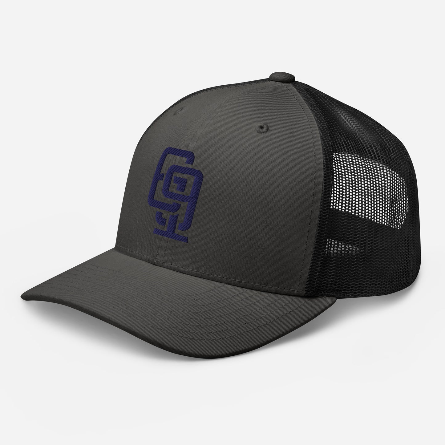 "619" Retro Trucker Hat | Yupoong 6606 | E Luna Brand CLASSIC Solocrest 1 Navy Thread Front Logo