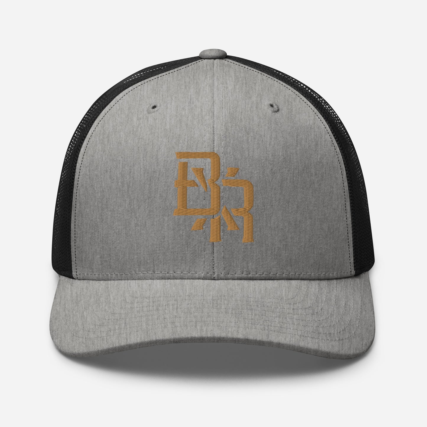 "BXR" Retro Trucker Hat | Yupoong 6606 | E Luna CLASSIC Solocrest 1 Old Gold Thread Front Logo