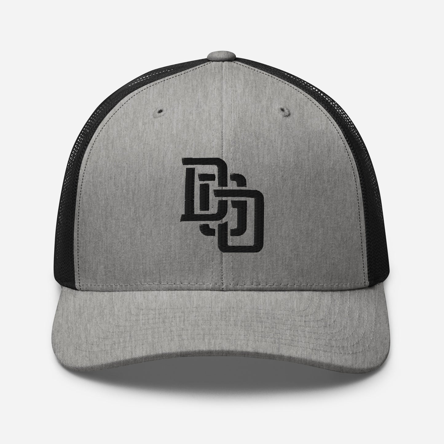 "DGO" Retro Trucker Hat | Yupoong 6606 | E Luna CLASSIC Solocrest 1 Black Thread Front Logo
