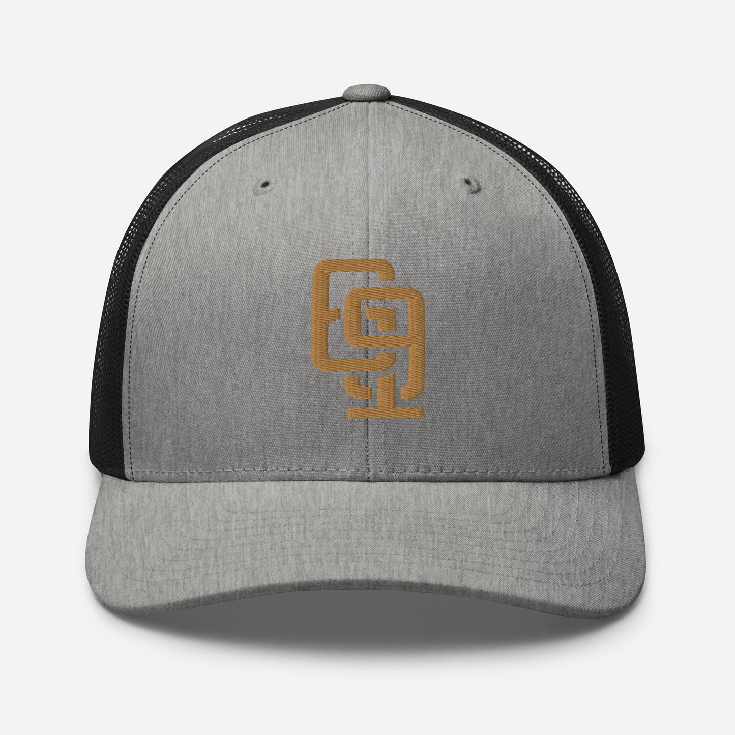 "619" Retro Trucker Hat | Yupoong 6606 | E Luna Brand CLASSIC Solocrest 1 Old Gold Thread Front Logo
