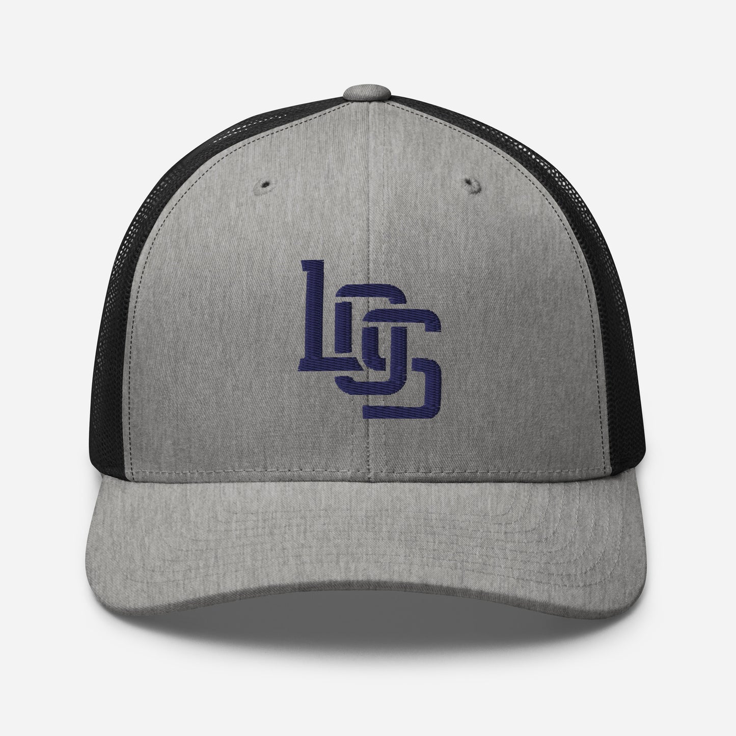 "LOS" Retro Trucker Hat | Yupoong 6606 | E Luna CLASSIC Solocrest 1 Navy Thread Front Logo