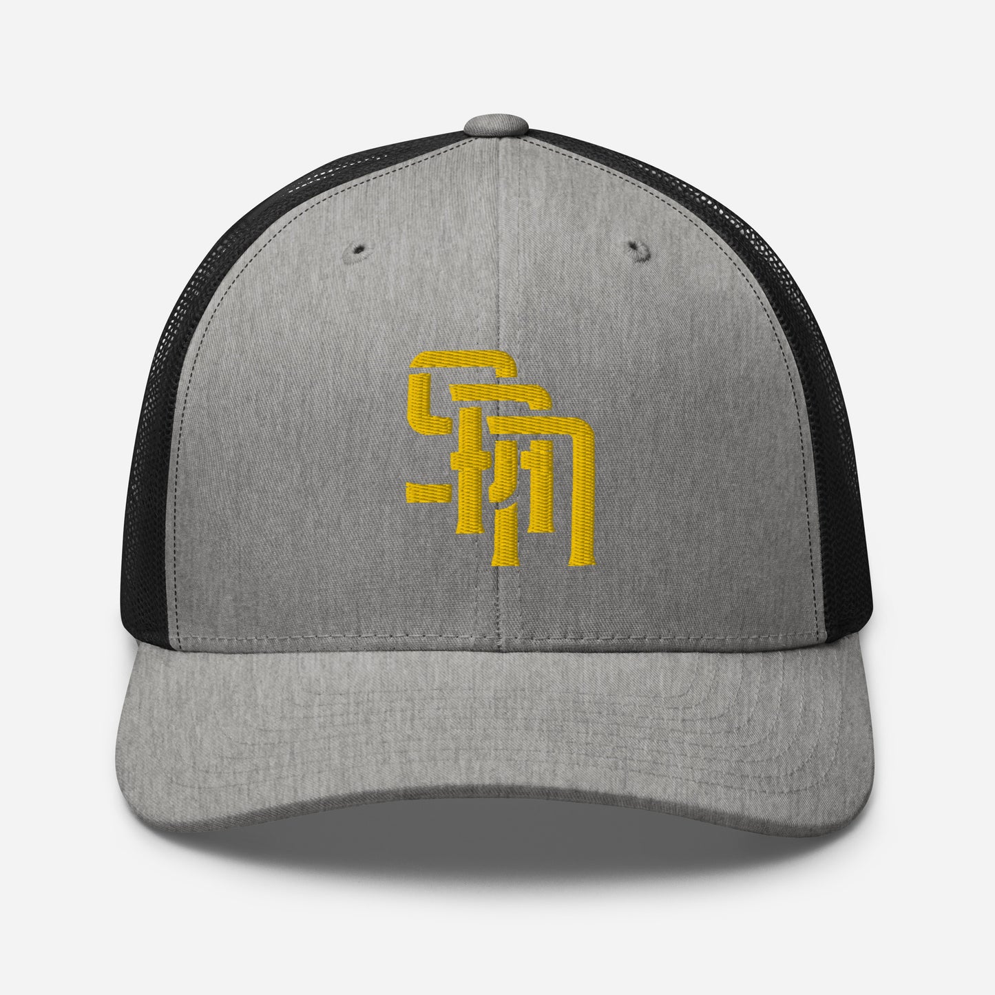 "SAN" Retro Trucker Hat | Yupoong 6606 | E Luna Brand CLASSIC Solocrest 1 Gold Thread Front Logo