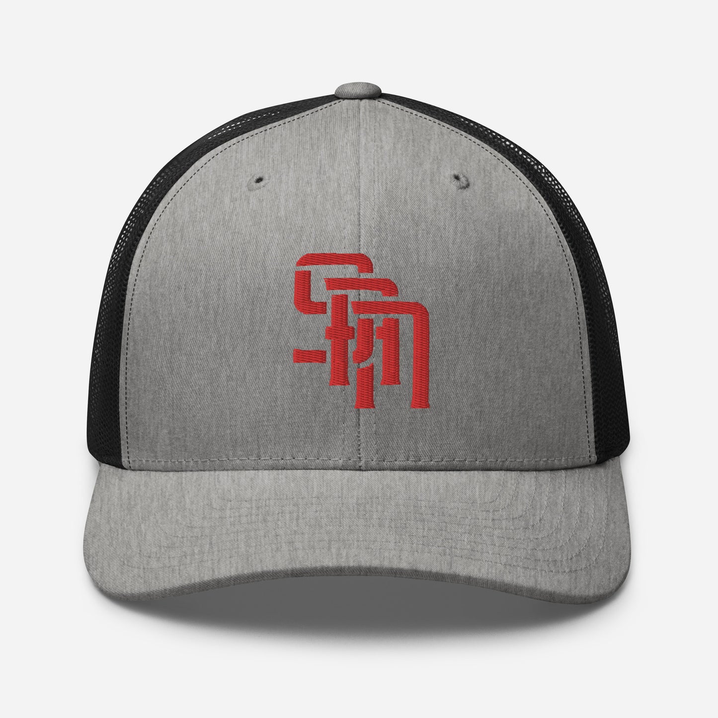 "SAN" Retro Trucker Hat | Yupoong 6606 | E Luna Brand CLASSIC Solocrest 1 Red Thread Front Logo