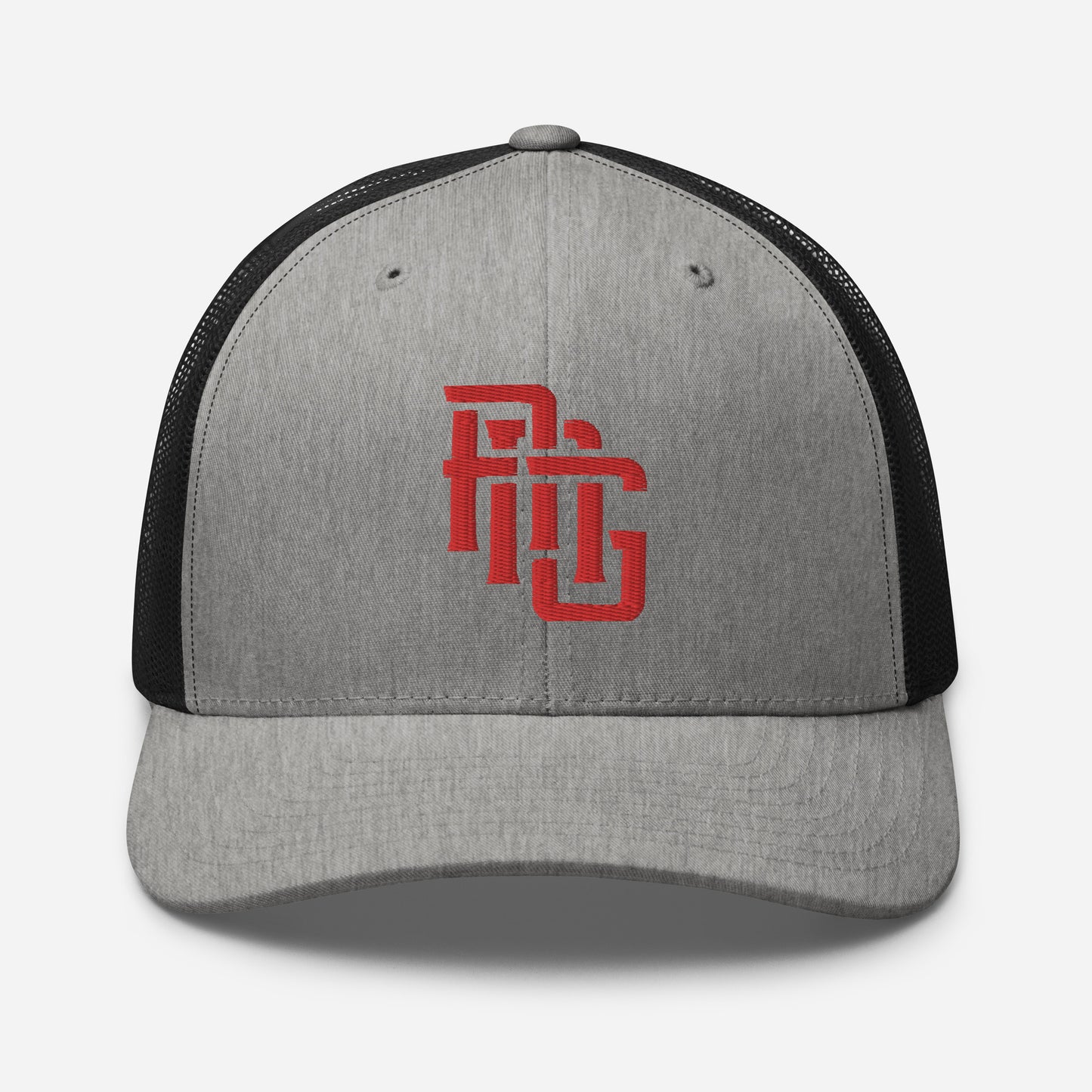 "ANG" Retro Trucker Hat | Yupoong 6606 | E Luna CLASSIC Solocrest 1 Red Thread Front Logo