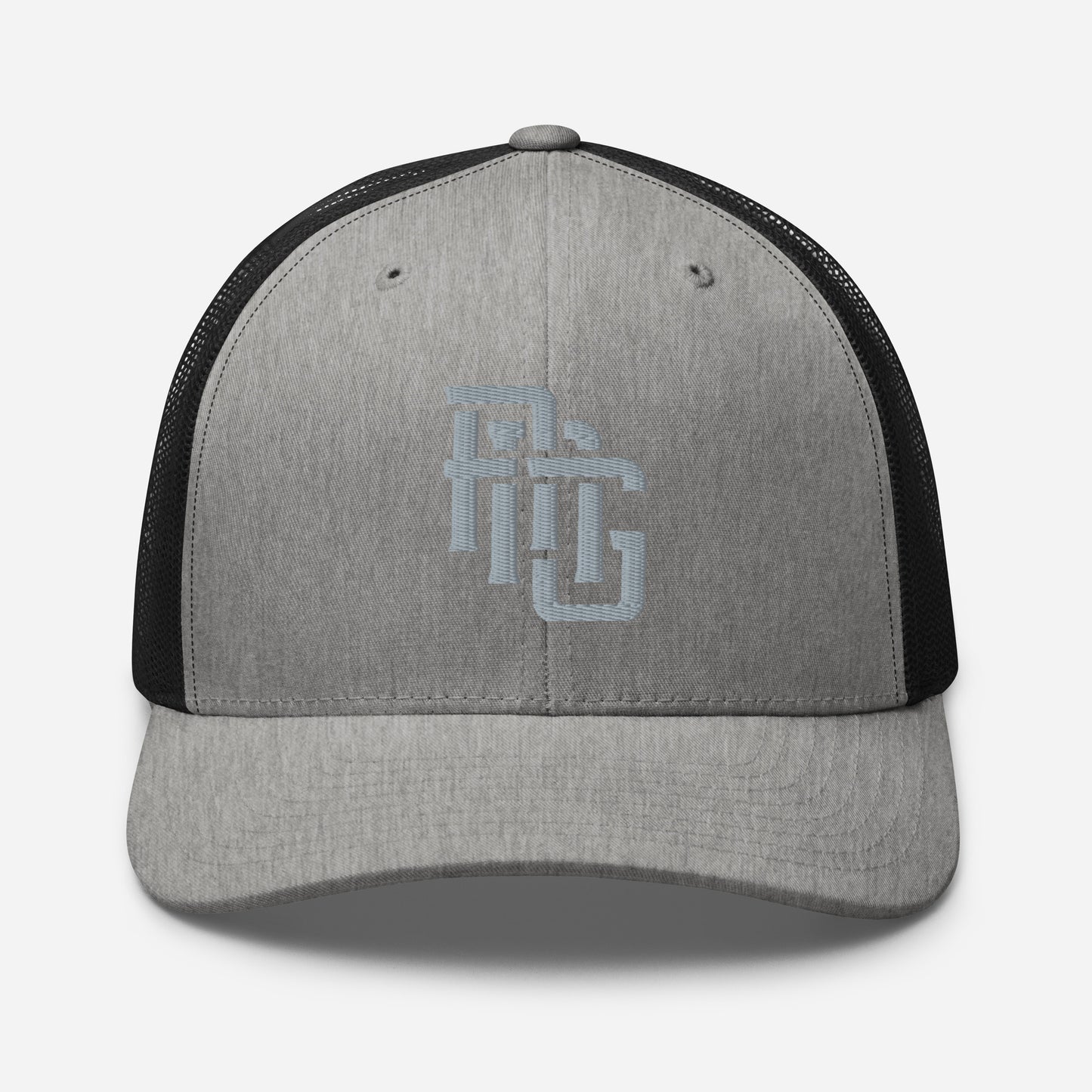 "ANG" Retro Trucker Hat | Yupoong 6606 | E Luna CLASSIC Solocrest 1 Grey Thread Front Logo