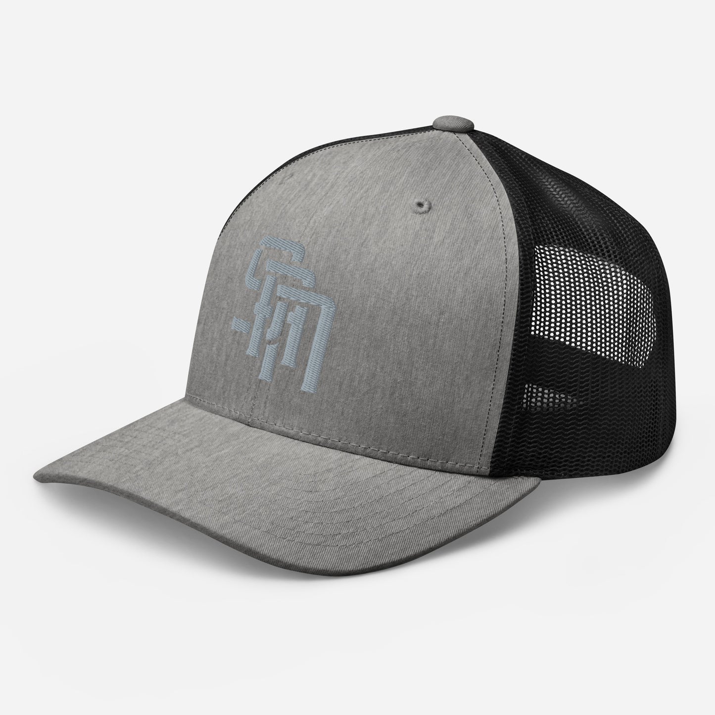 "SAN" Retro Trucker Hat | Yupoong 6606 | E Luna Brand CLASSIC Solocrest 1 Grey Thread Front Logo