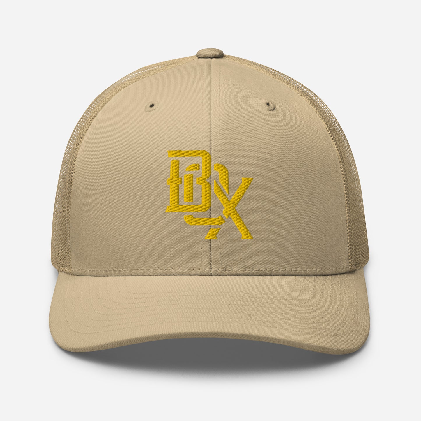 "BOX" Retro Trucker Hat | Yupoong 6606 | E Luna CLASSIC Solocrest 1 Gold Thread Front Logo