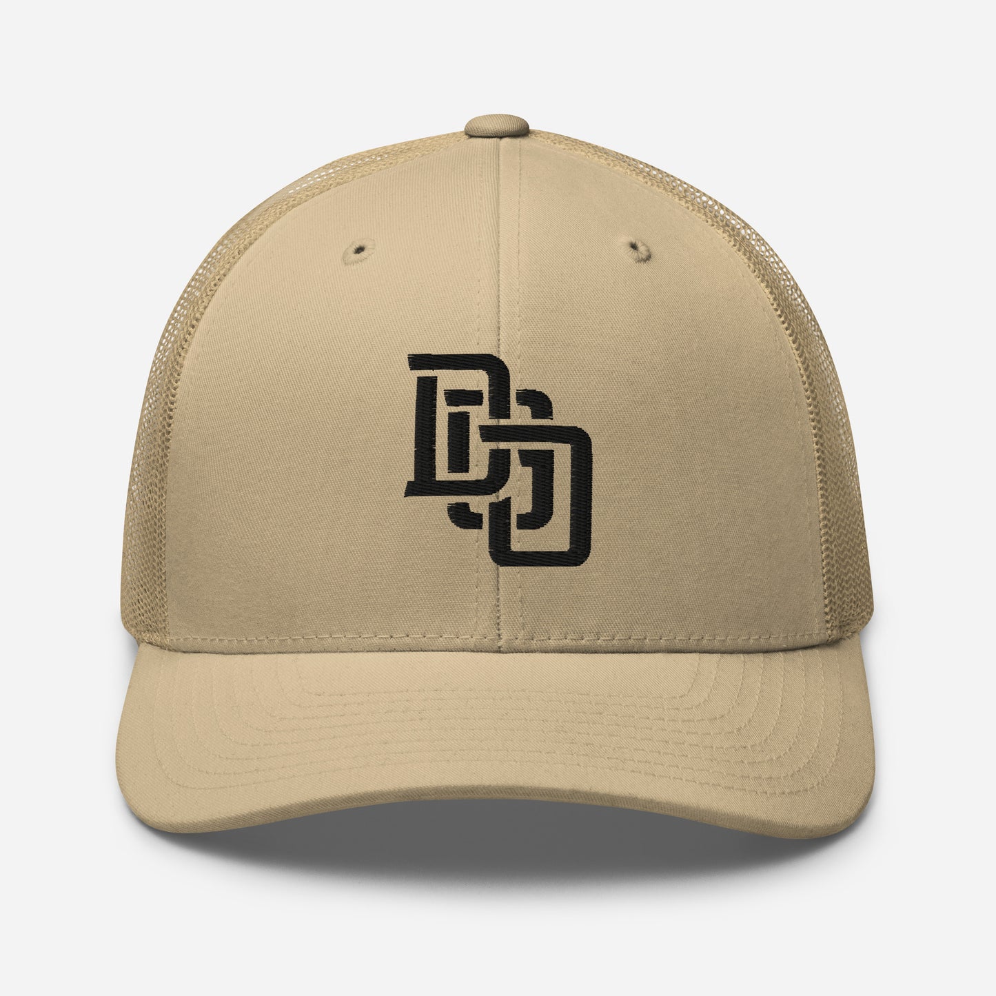 "DGO" Retro Trucker Hat | Yupoong 6606 | E Luna CLASSIC Solocrest 1 Black Thread Front Logo