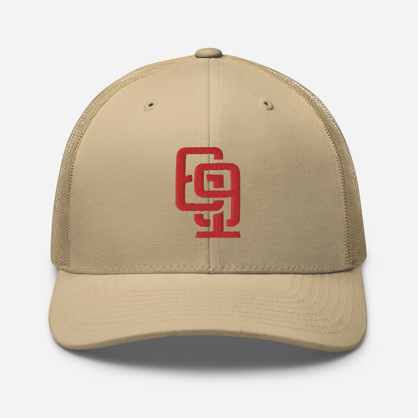"619" Retro Trucker Hat | Yupoong 6606 | E Luna Brand CLASSIC Solocrest 1 Red Thread Front Logo