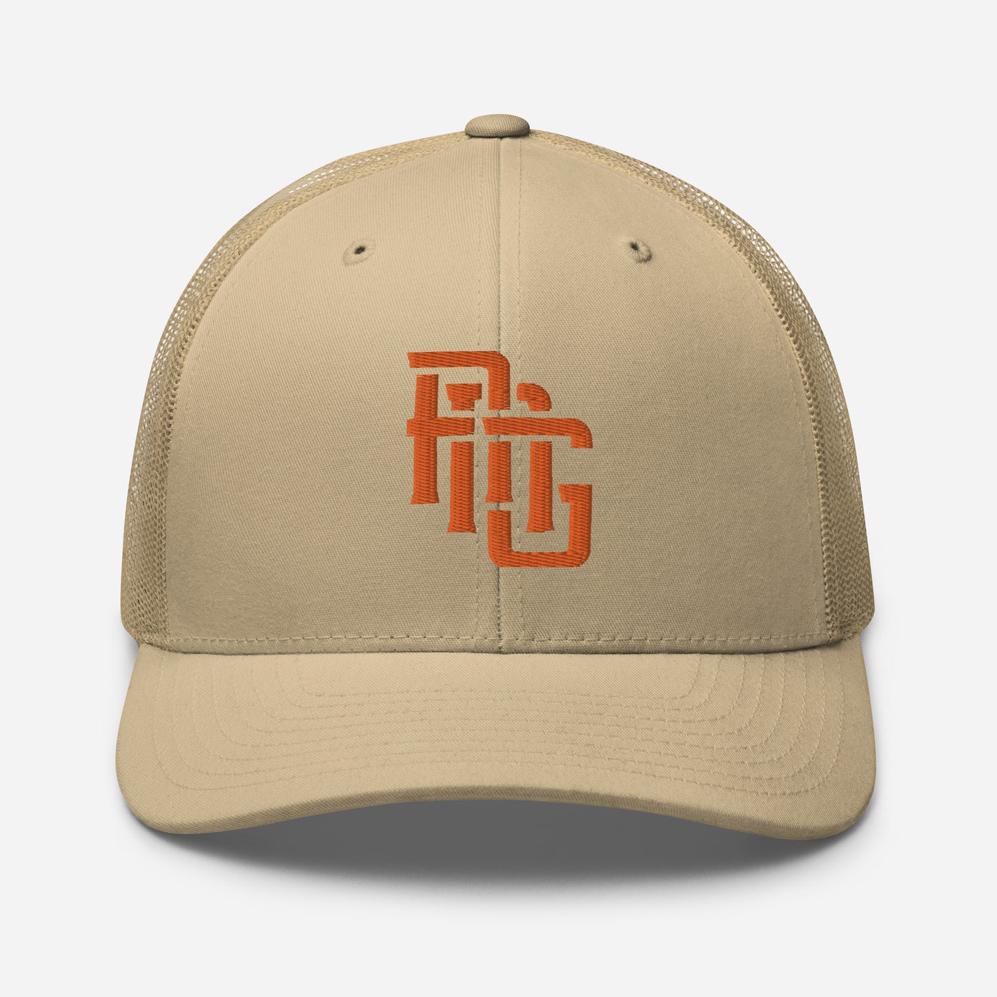 "ANG" Retro Trucker Hat | Yupoong 6606 | E Luna CLASSIC Solocrest 1 Orange Thread Front Logo