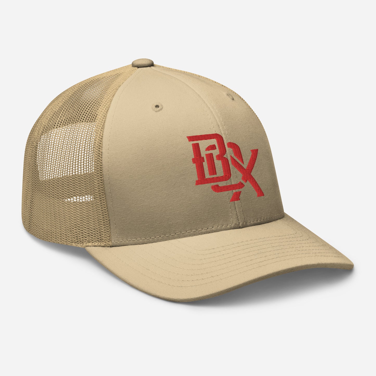 "BOX" Retro Trucker Hat | Yupoong 6606 | E Luna CLASSIC Solocrest 1 Red Thread Front Logo