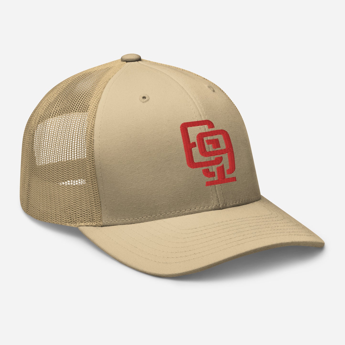 "619" Retro Trucker Hat | Yupoong 6606 | E Luna Brand CLASSIC Solocrest 1 Red Thread Front Logo