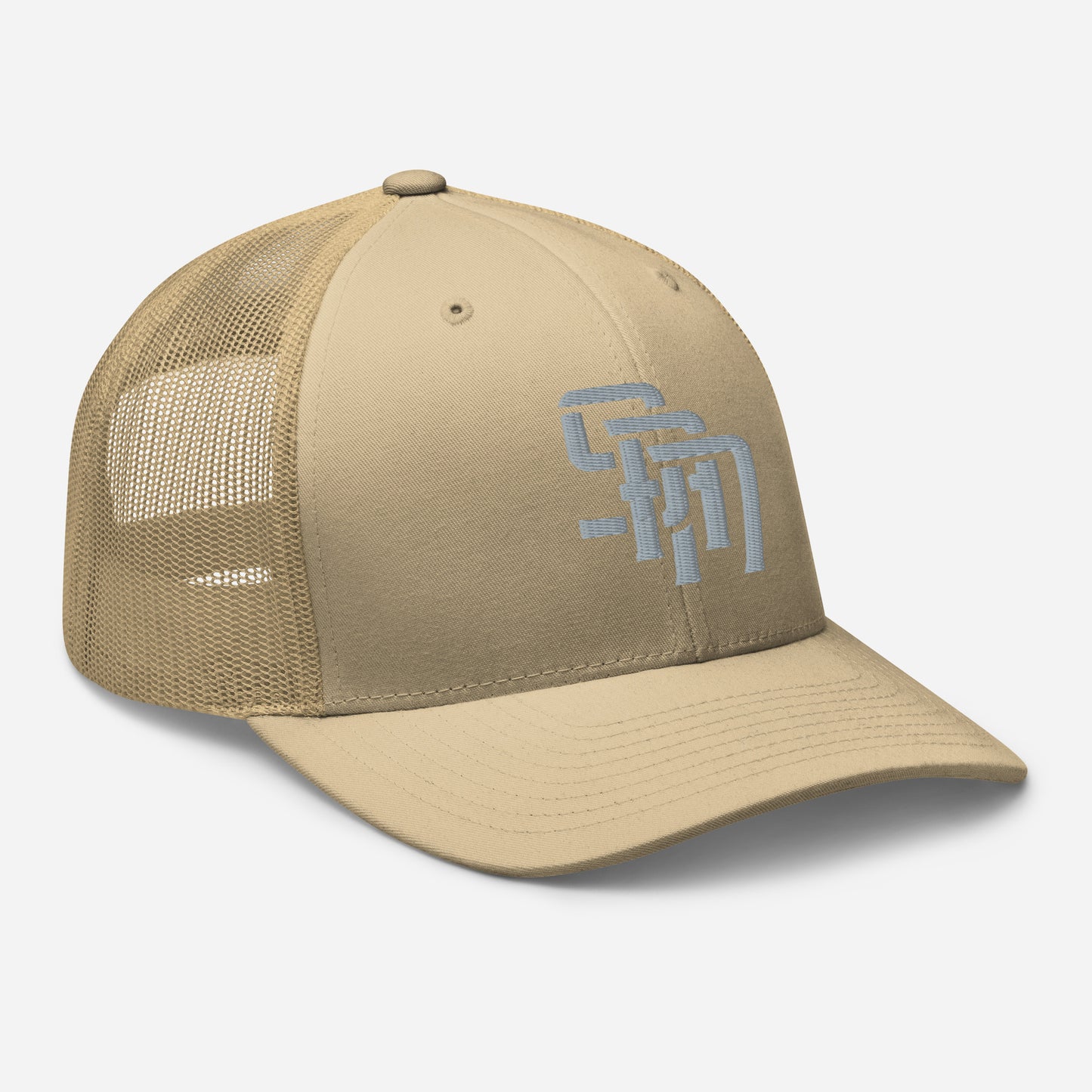 "SAN" Retro Trucker Hat | Yupoong 6606 | E Luna Brand CLASSIC Solocrest 1 Grey Thread Front Logo