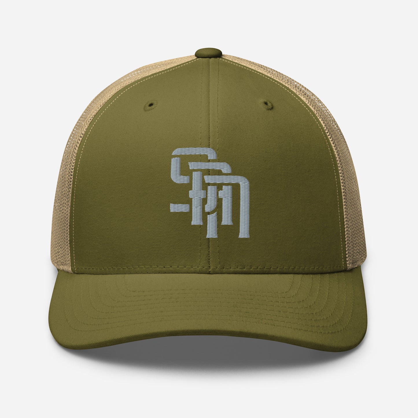 "SAN" Retro Trucker Hat | Yupoong 6606 | E Luna Brand CLASSIC Solocrest 1 Grey Thread Front Logo