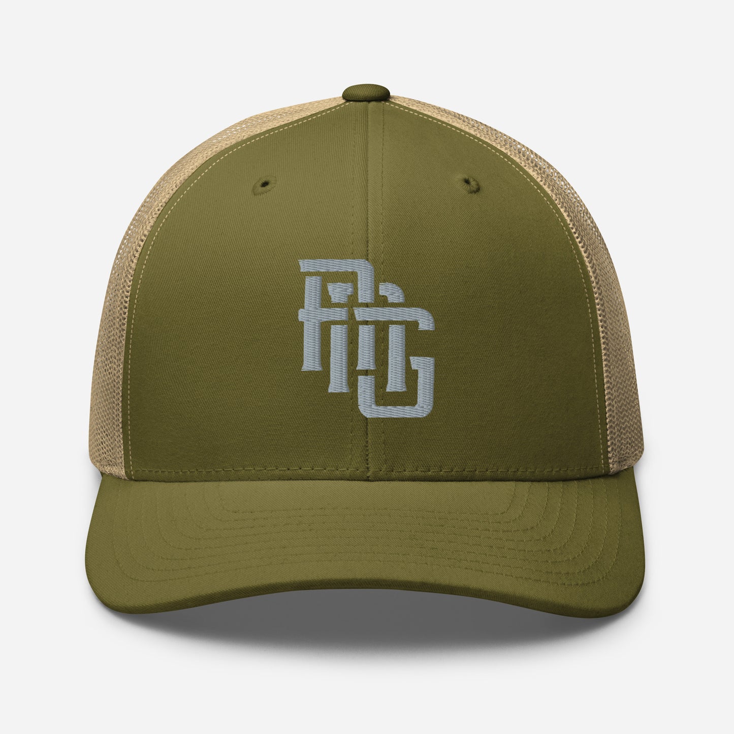 "ANG" Retro Trucker Hat | Yupoong 6606 | E Luna CLASSIC Solocrest 1 Grey Thread Front Logo