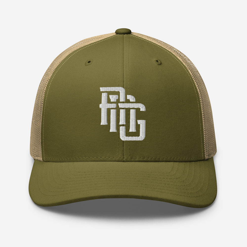 Boné Trucker Retrô "ANG" | Yupoong 6606 | E Luna CLASSIC Solocrest 1 Logotipo Frontal com Linha Branca