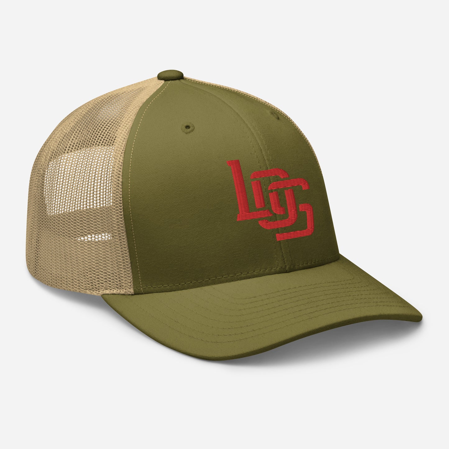 "LOS" Retro Trucker Hat | Yupoong 6606 | E Luna CLASSIC Solocrest 1 Red Thread Front Logo