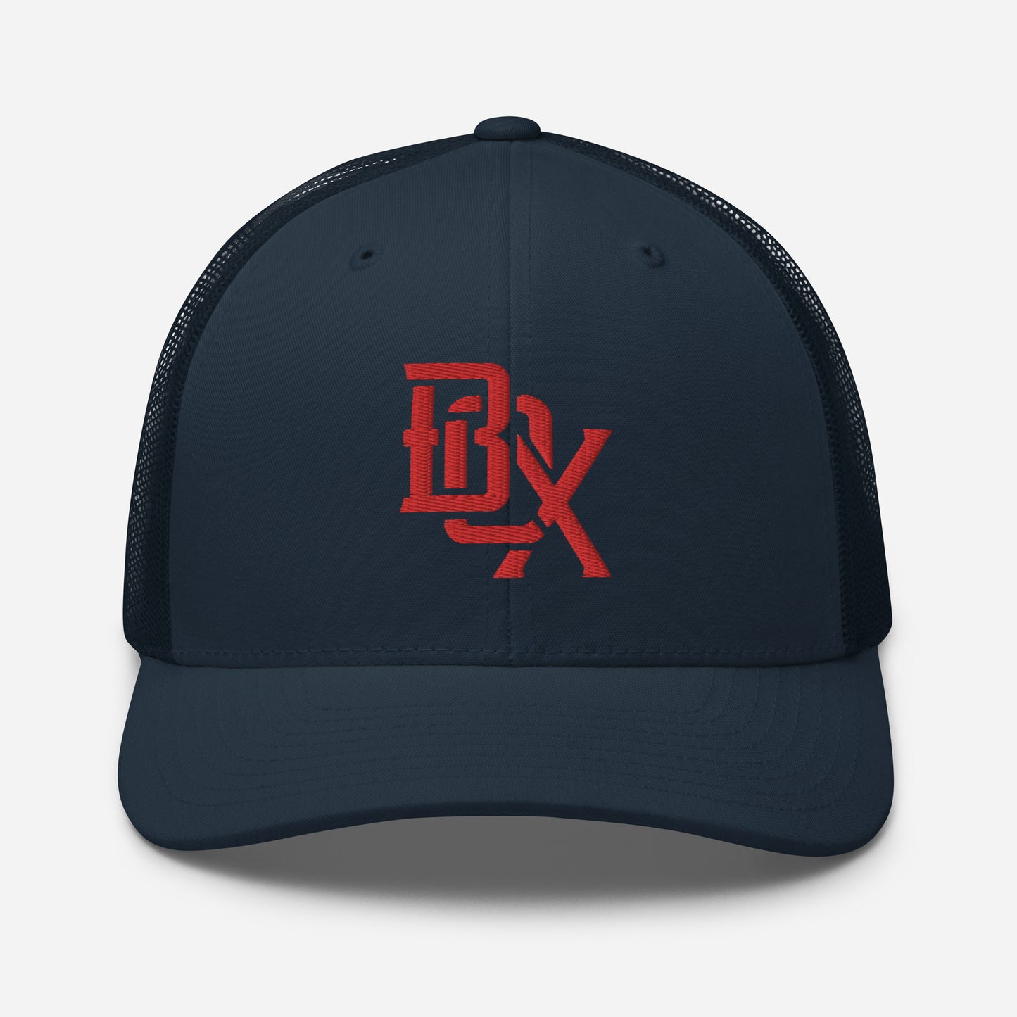 "BOX" Retro Trucker Hat | Yupoong 6606 | E Luna CLASSIC Solocrest 1 Red Thread Front Logo