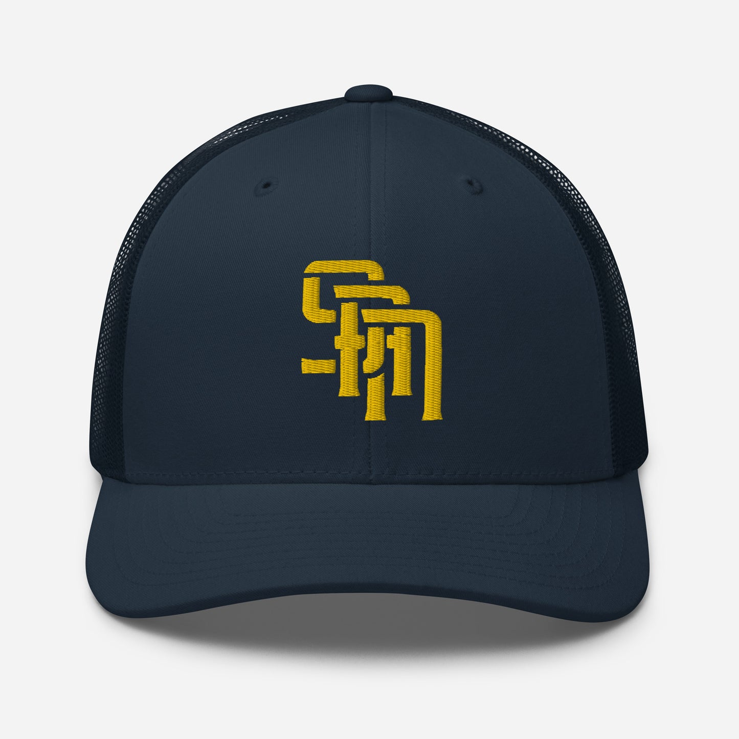 "SAN" Retro Trucker Hat | Yupoong 6606 | E Luna Brand CLASSIC Solocrest 1 Gold Thread Front Logo