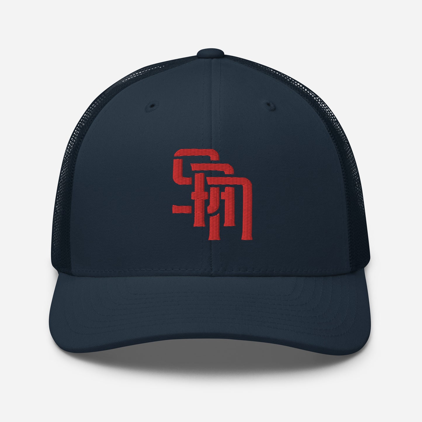 "SAN" Retro Trucker Hat | Yupoong 6606 | E Luna Brand CLASSIC Solocrest 1 Red Thread Front Logo