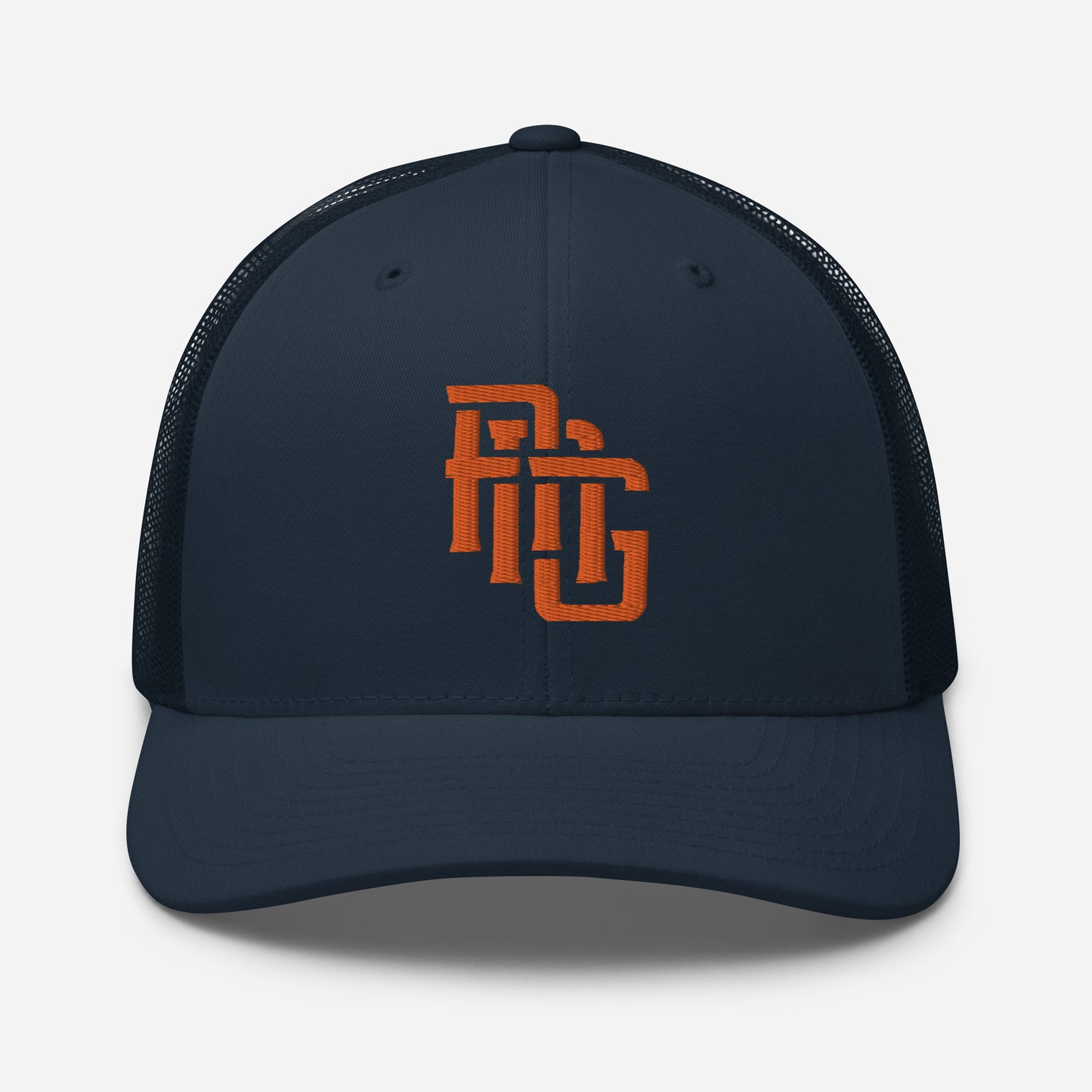 "ANG" Retro Trucker Hat | Yupoong 6606 | E Luna CLASSIC Solocrest 1 Orange Thread Front Logo