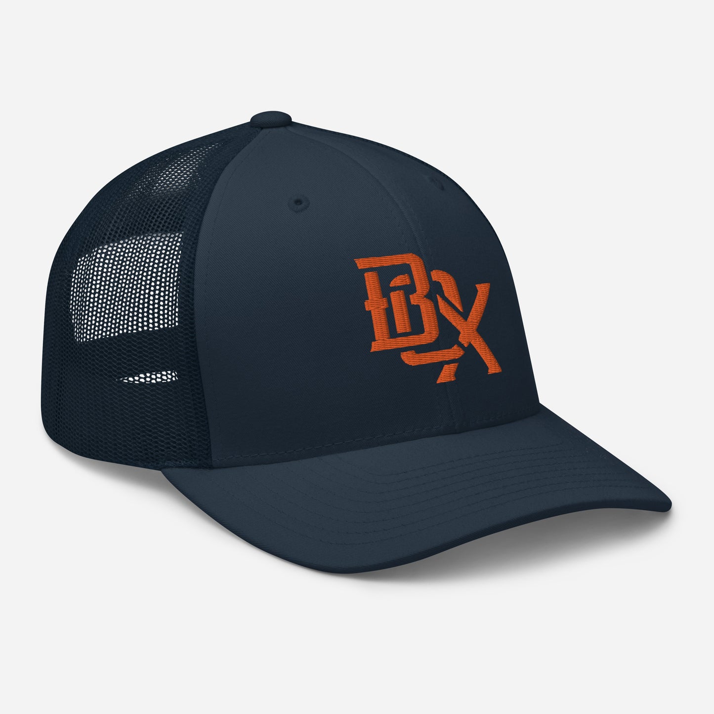 "BOX" Retro Trucker Hat | Yupoong 6606 | E Luna CLASSIC Solocrest 1 Orange Thread Front Logo