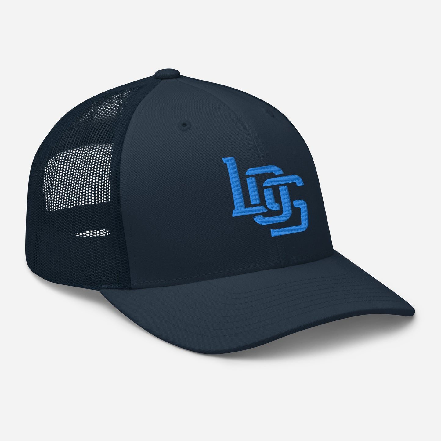 "LOS" Retro Trucker Hat | Yupoong 6606 | E Luna CLASSIC Solocrest 1 Aqua/Teal Thread Front Logo