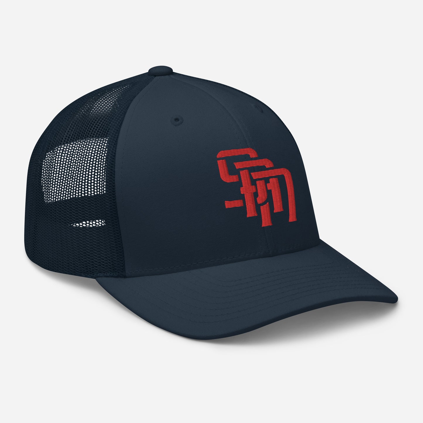 "SAN" Retro Trucker Hat | Yupoong 6606 | E Luna Brand CLASSIC Solocrest 1 Red Thread Front Logo