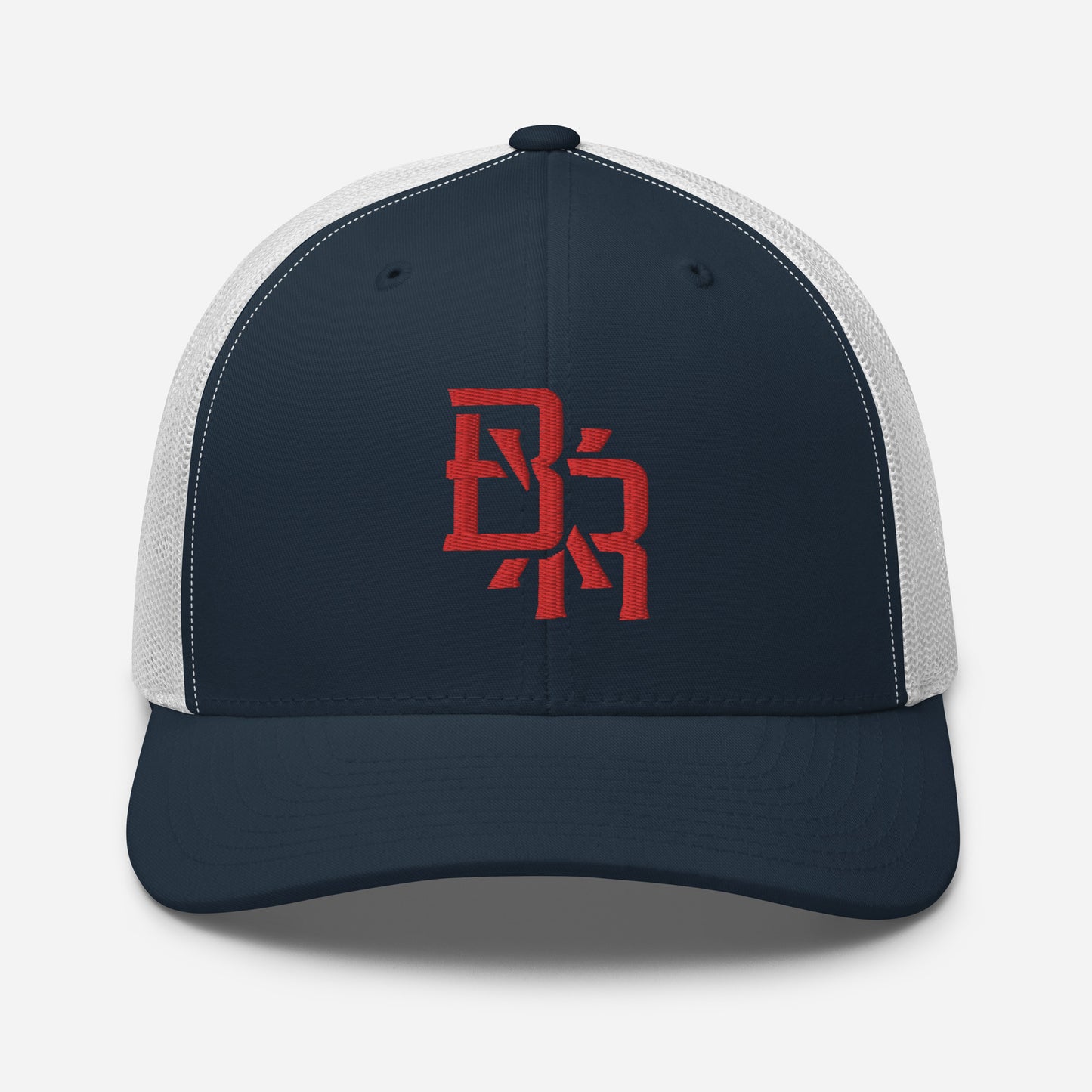 "BXR" Retro Trucker Hat | Yupoong 6606 | E Luna CLASSIC Solocrest 1 Red Thread Front Logo