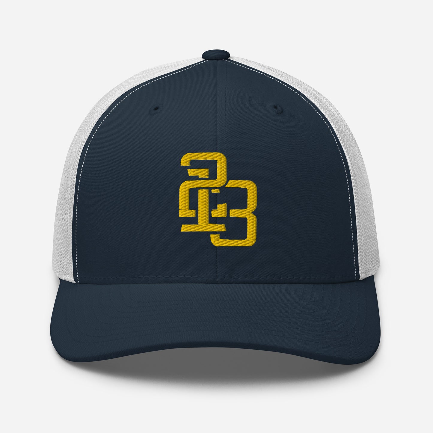 "213" Retro Trucker Hat | Yupoong 6606 | E Luna CLASSIC Solocrest 1 Gold Thread Front Logo