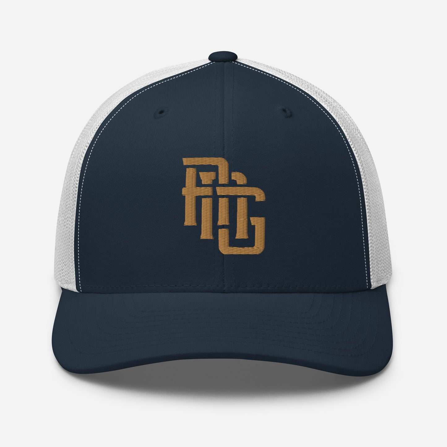 "ANG" Retro Trucker Hat | Yupoong 6606 | E Luna CLASSIC Solocrest 1 Old Gold Thread Front Logo