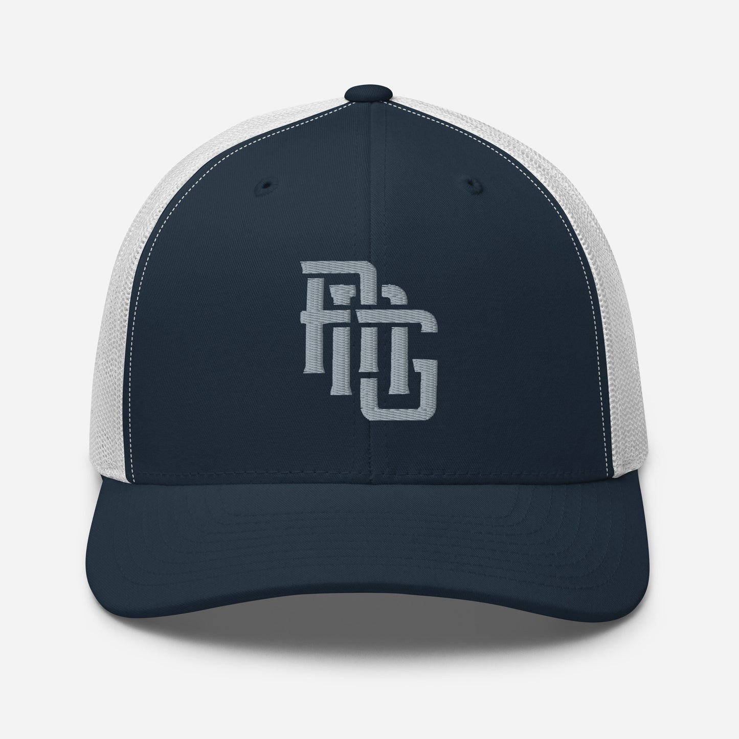 "ANG" Retro Trucker Hat | Yupoong 6606 | E Luna CLASSIC Solocrest 1 Grey Thread Front Logo
