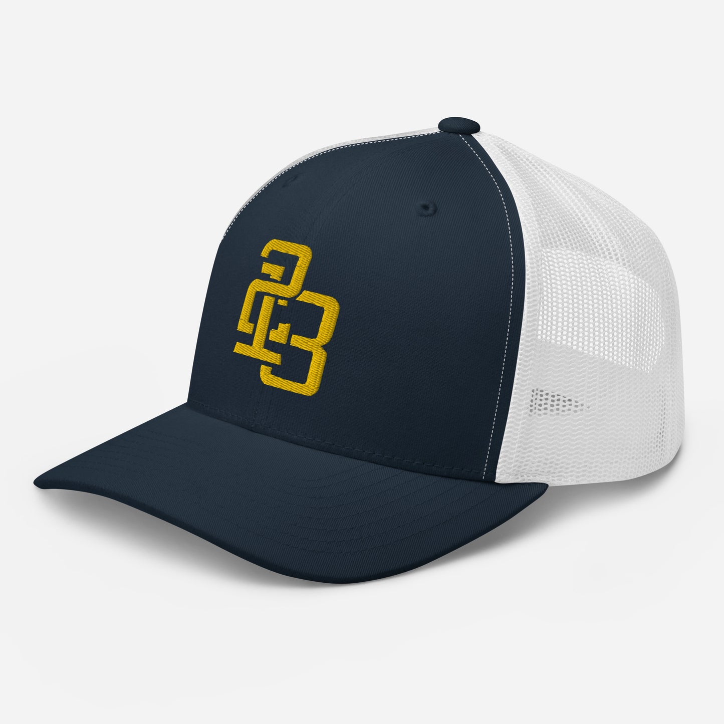 "213" Retro Trucker Hat | Yupoong 6606 | E Luna CLASSIC Solocrest 1 Gold Thread Front Logo