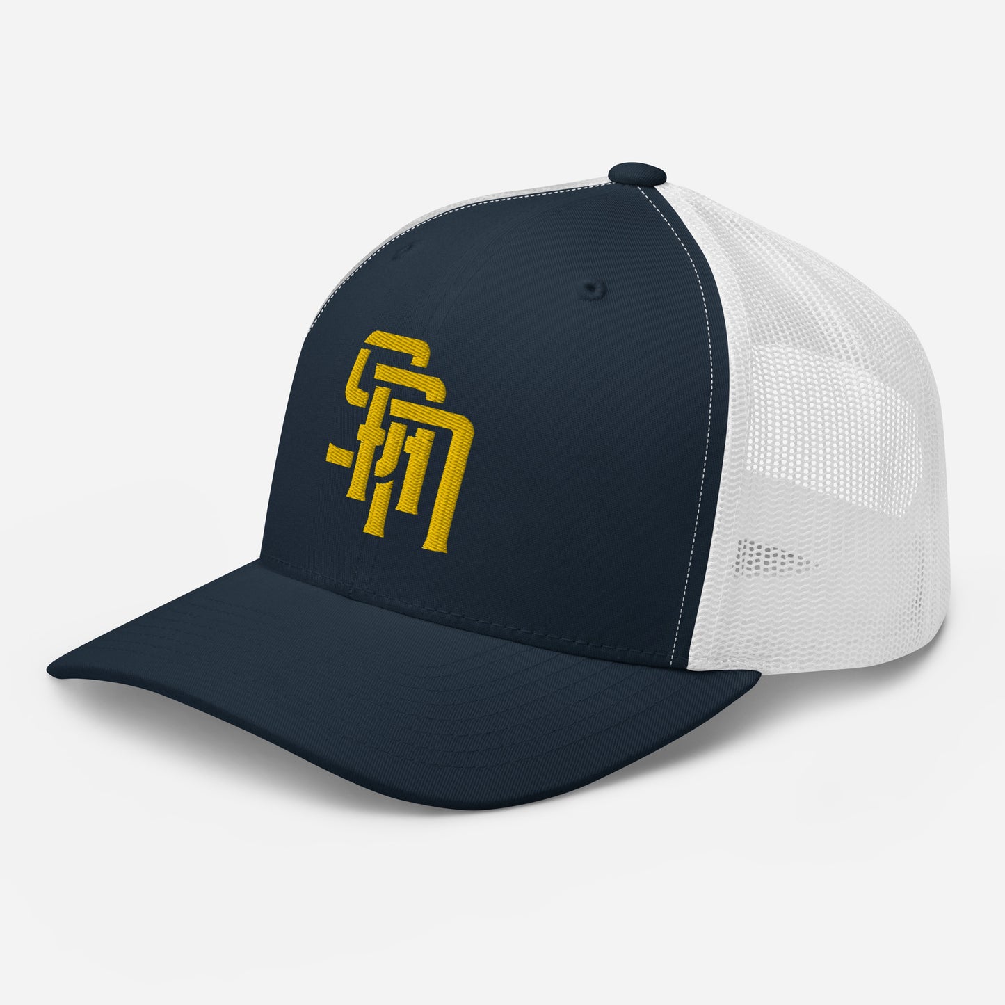 "SAN" Retro Trucker Hat | Yupoong 6606 | E Luna Brand CLASSIC Solocrest 1 Gold Thread Front Logo