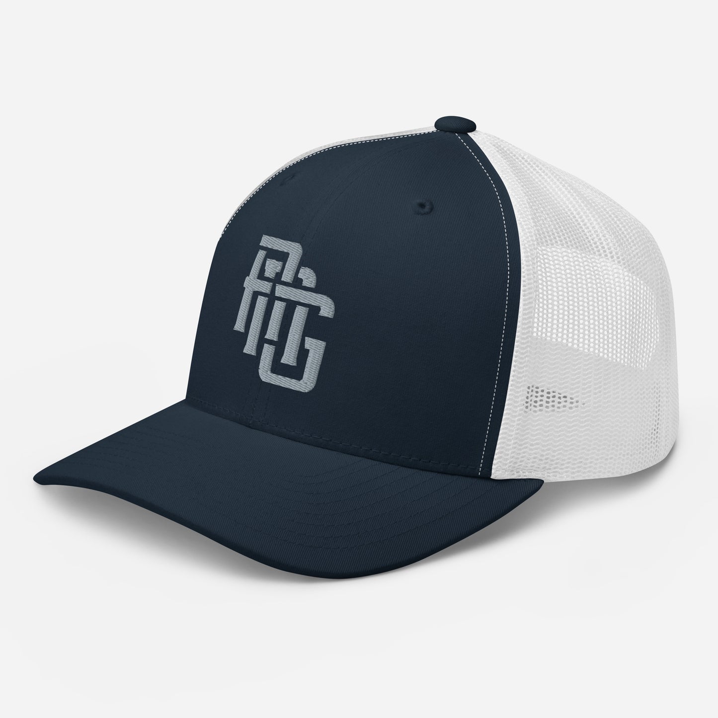 "ANG" Retro Trucker Hat | Yupoong 6606 | E Luna CLASSIC Solocrest 1 Grey Thread Front Logo