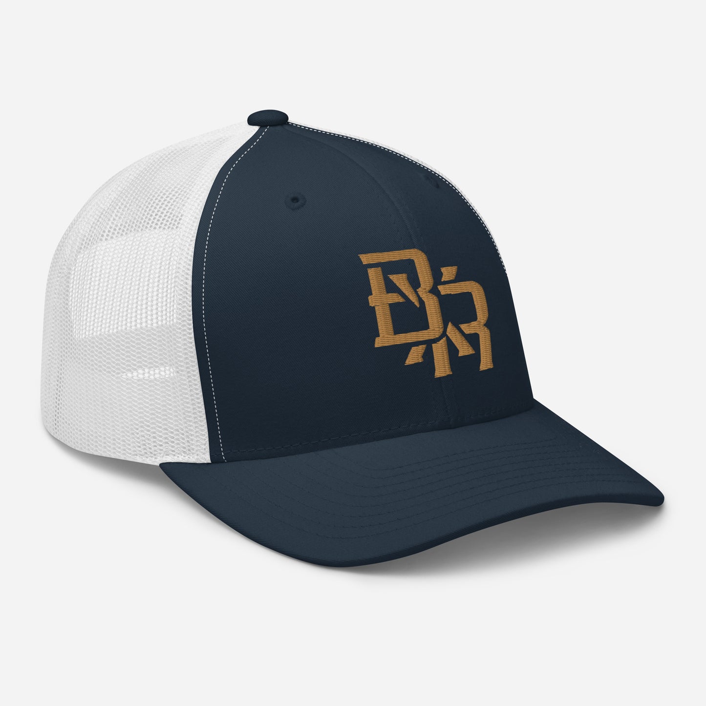 "BXR" Retro Trucker Hat | Yupoong 6606 | E Luna CLASSIC Solocrest 1 Old Gold Thread Front Logo
