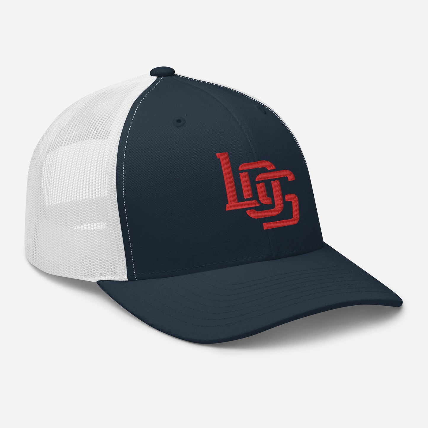 "LOS" Retro Trucker Hat | Yupoong 6606 | E Luna CLASSIC Solocrest 1 Red Thread Front Logo